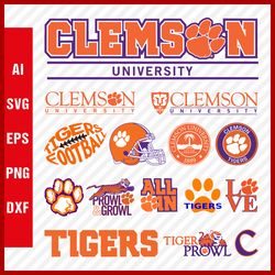 clemson tigers svg ncaa national collegiate athletic association team logo clipart bundle