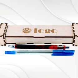 Gift two pens box case, svg dxf vector design laser cutting. Vector laser files holder pen, laser model, laser pattern.