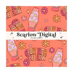 grow with the flow seamless pattern-groovy sublimation digital design download-lava lamp seamless, hippie seamless, flow