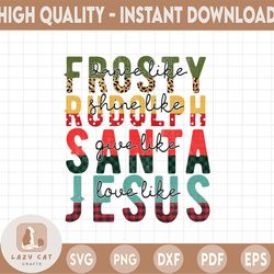 Frosty Rudolph Santa Jesus Sublimation Design with Cheetah Print and Glitter / High Quality PNG File Digital Download