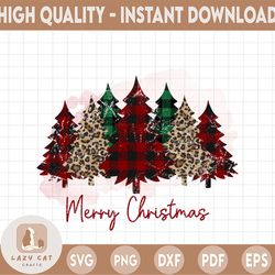 Merry Christmas Trees PNG, Christmas Sublimation Design Downloads, Cheetah Png