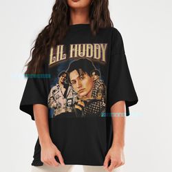 lil huddy vintage tshirt, vlogging indie acoustic bedroom pop, american singer fans homage, retro bootleg graphic tee ho