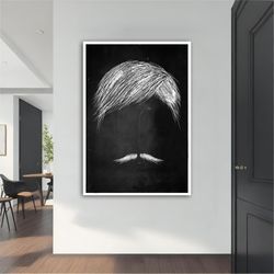 black and white man modern canvas ,modern painting, wall art, modern canvas, abstract art, black and white canvas art