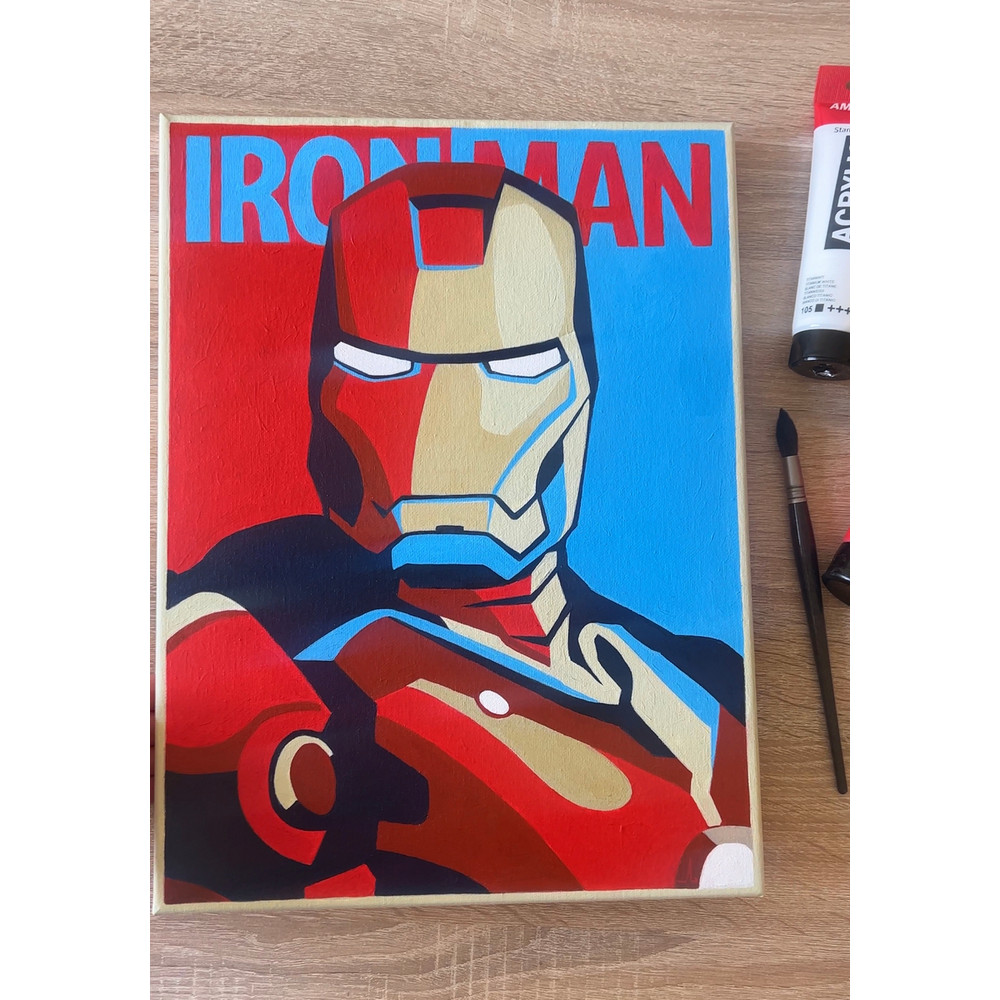 marvel - iron man - blue painting - red painting - stretched canvas - superhero - canvas painting - 12.jpg