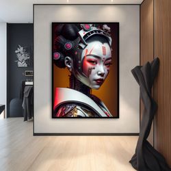 japanese woman canvas, woman canvas print, home decor, ethnic woman art, framed canvas,japanese woman poster ,huge canva