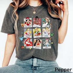 disney princess christmas polaroid shirt, cinderella belle tiana jamine ariel snow white disney christmas shirt, princes