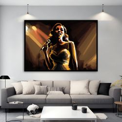 singer woman canvas art, singing black woman wall art, singer art canvas, girl musician canvas print, music lover gift a