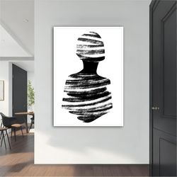 black and white woman modern canvas ,modern painting, wall art, modern canvas, abstract art, black and white canvas ar