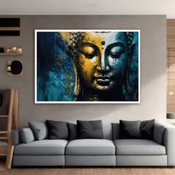 gold buddha canvas print, buddha wall art, buddha poster, asian wall art, buddha painting