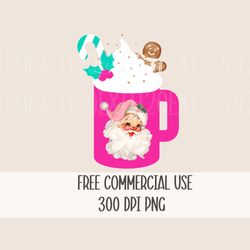 santa cup clip art, commercial use, hot pink santa png, christmas png, sublimation, digital download, holiday vibes, vin