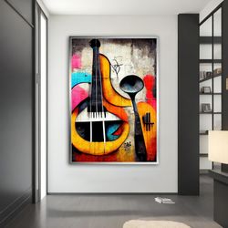 violin canvas wall art, patterned violin wall decor, music canvas print, violinist gift, musician canvas wall art, moder
