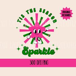 tis the season png, commercial use, trendy christmas png, sparkle png, merry christmas, retro vintage christmas design,