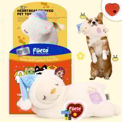 soft plush christmas heartbeat toy for anxiety relief in dogs and cats - interactive pet pillow