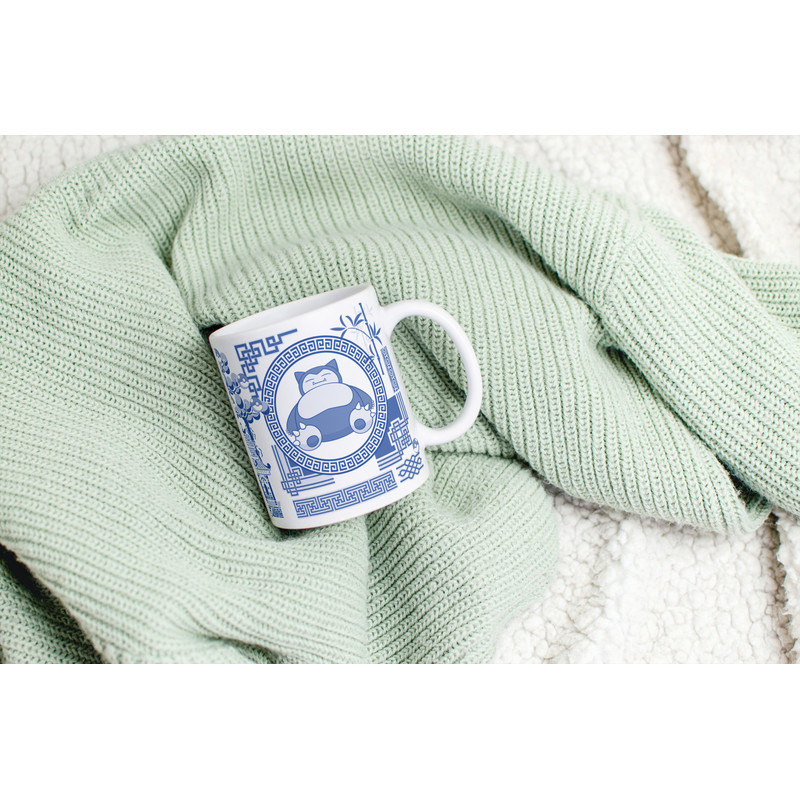 Character Coffee Mug  11oz Coffee Mug  Nerdy Gift Idea  Blue Willow Inspired  Pokemon Gift  Snorlax Coffee Mug  Snorlax Mug - 5.jpg