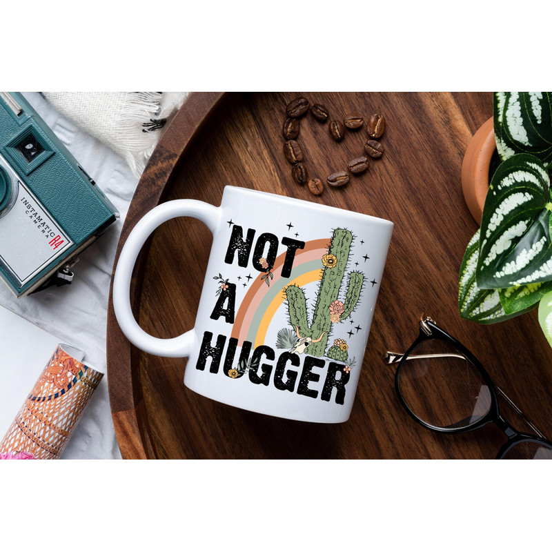 Sarcastic Coffee Mug, 15oz coffee mug, snarky gift idea, cactus mug, not a hugger mug, introvert gift idea - 3.jpg