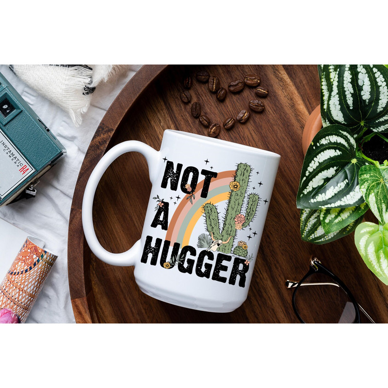 Sarcastic Coffee Mug, 15oz coffee mug, snarky gift idea, cactus mug, not a hugger mug, introvert gift idea - 4.jpg