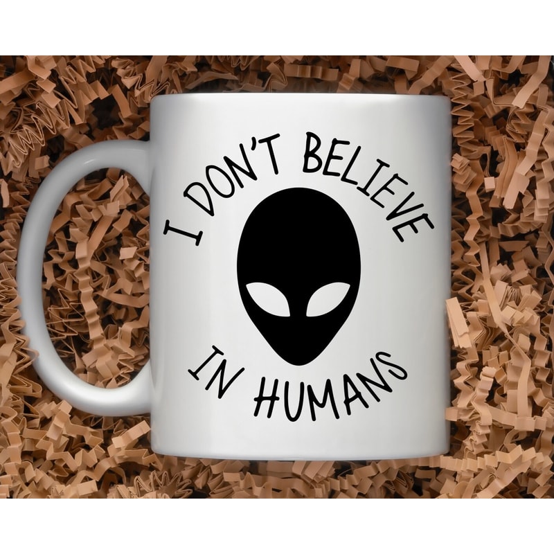 Sarcastic Coffee Mug, 15oz coffee mug, snarky gift idea, I don't believe in humans, introvert gift idea - 1.jpg
