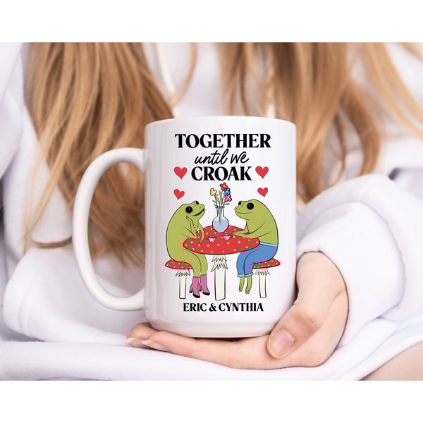 Frog Mug - Custom Frog Mug - Coffee Mug - Valentine's Day Frog Gift - Anniversary Gift Idea - Custom Coffee Mug - Kawaii Mug - Couples Mug - 4.jpg