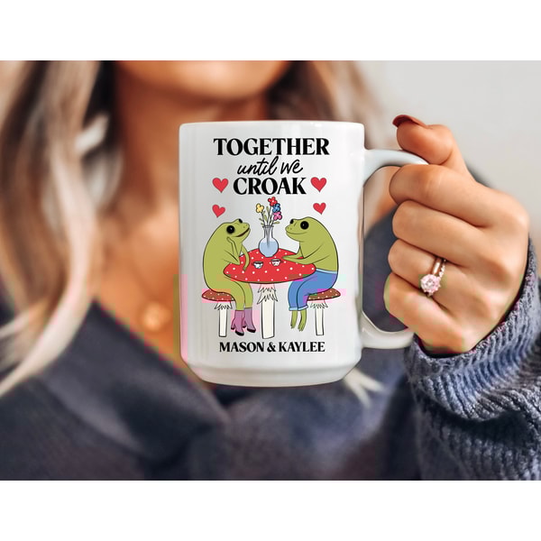 Frog Mug - Custom Frog Mug - Coffee Mug - Valentine's Day Frog Gift - Anniversary Gift Idea - Custom Coffee Mug - Kawaii Mug - Couples Mug - 5.jpg