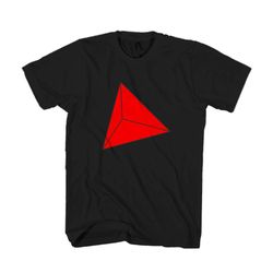 tetra minimal tetrahedron house triangle sacred geometry platonic solids five elements fire man&8217s t-shirt