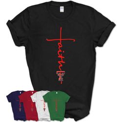 texas tech red raiders faith in cross shape t-shirt &8211 teezou store