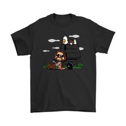 the big lebowski and snoopy the dude abides shirts