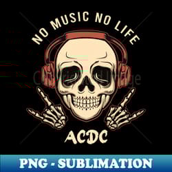 no music no life acdc - retro png sublimation digital download - transform your sublimation creations