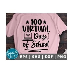 100 virtual days of school svg eps dxf png teacher svg 100 days of school svg lunch lady sign virtual online cut file fo