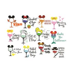 disney princess wine glass svg bundle, trending svg, disney princess svg, princess wine glass, disney wine glass, drunk