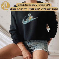 nike x squirtle embroidery design, anime embroidered sweatshirt, latest anime embroidered hoodie, anime sweatshirt, embroidered anime gift