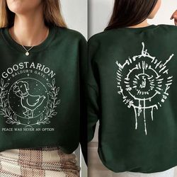 goose astarion 2 sides sweatshirt, honk shirt, peace was never an option shirt, goose astarion t-shirt, baldur's gate 3,
