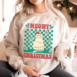 cat christmas sweater cat shirts vintage kittens cute ugly christmas sweatshirt retro holiday gifts christmas gift for m