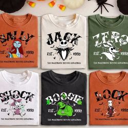 vintage nightmare before christmas characters group comfort color shirt, vintage disney halloween shirt, disneyland hall