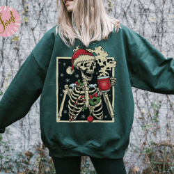dead inside skeleton christmas sweatshirt coffee lover christmas gift fall sweater sarcastic christmas coffee shirt merr