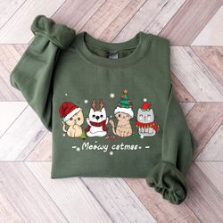 meowy christmas sweatshirt,happy cat year shirt,cats sweatshirt,cat lover christmas shirt,funny christmas cat shirt,cat