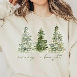 pine tree sweatshirt, merry and bright sweatshirt, christmas sweatshirt, winter shirt, christmas tree shirt, christmas s