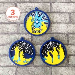 nativity ornaments 3d svg/ christmas cricut project/ religious christmas/ 3d layer cardstock/ for cricut/ for silhouette