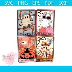 ghost tarot card the ghouls girl retro halloween svg file