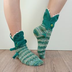 Knitted dragon socks, year of the dragon