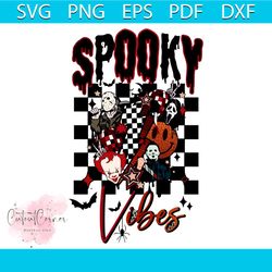 vintage spooky vibes scary movie characters svg cricut file