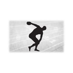 sports clipart: black male/man/boy thrower silhouette with discus throw for track and field throwing event - digital download svg & png