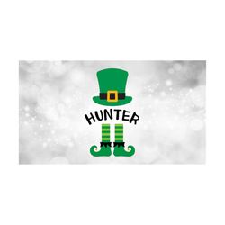 Holiday Clipart: Split Name Frame Green Elf Hat with Gold Buckle and Striped Socks / Shoes for Personalization - Digital Download SVG & PNG
