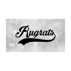 sports clipart: black 'rugrats' team name in baseball type lettering w/ swoosh underline, change color yourself - digital download svg & png