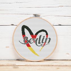 berlin cross stitch pattern german flag heart ornament simple pattern for beginners cross stitch gift for friend