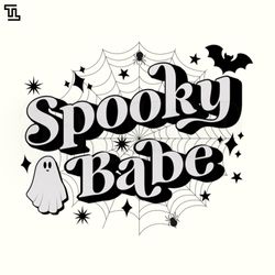 Goth Girl Spooky Babe with Spiderwebs and Kawaii Ghost Halloween PNG