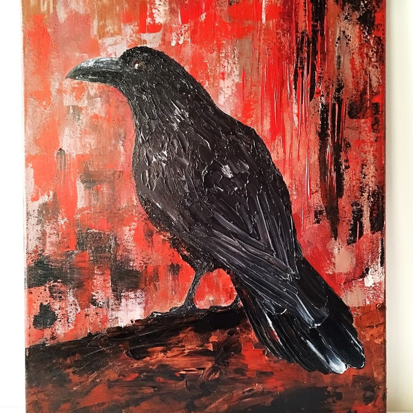 Textured-acrylic-painting-black-raven-bird-art-wall-decor.jpg