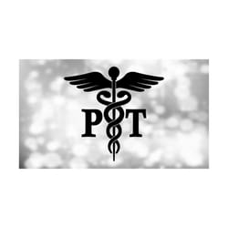 medical clipart: black medical caduceus symbol silhouette with pt for physical therapist / therapy staff - digital download svg png dxf pdf