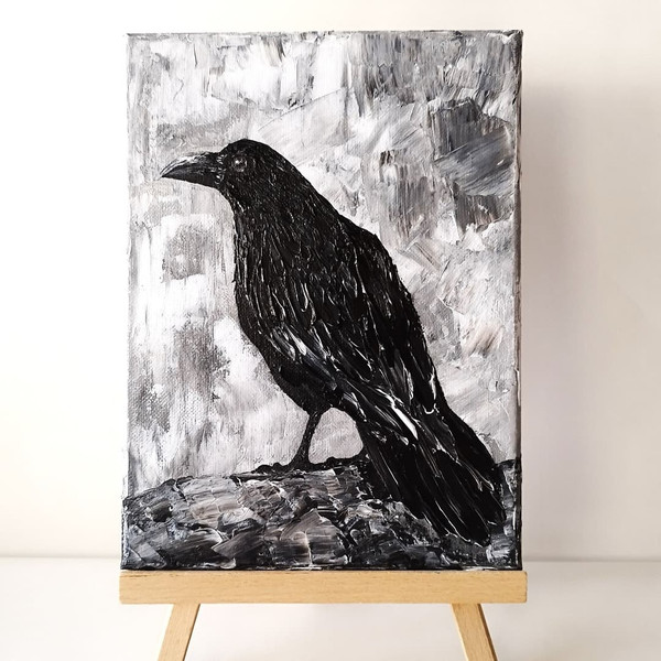 Textured-acrylic-painting-black-bird-art-wall-decor.jpg