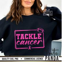 Tackle Cancer SVG PNG, Cancer Ribbon Svg, Pink Svg, Cancer Awareness Svg, Football Mom Svg, Breast Cancer Svg, In October We Wear Pink Svg