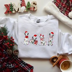 christmas dogs sweatshirt, cute dalmatians dogs christmas sweater, dog lover christmas shirt, merry woofmas, christmas g